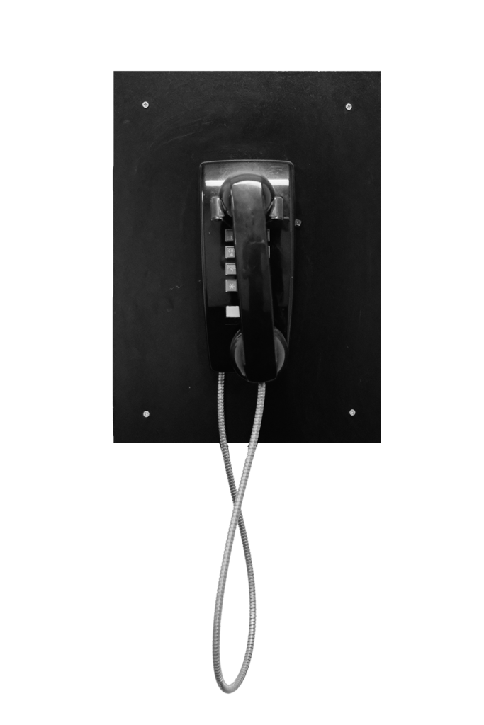 Old black wall telephone